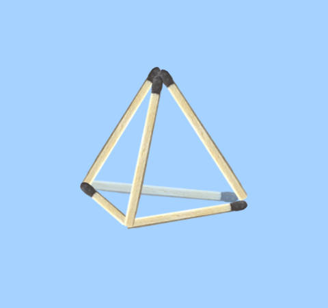How to make 4 triangles with 6 sticks matchstick puzzle - 4 triangles with 6 sticks