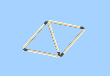 How to make 4 triangles with 6 sticks matchstick puzzle - 5 sticks and 2 triangles