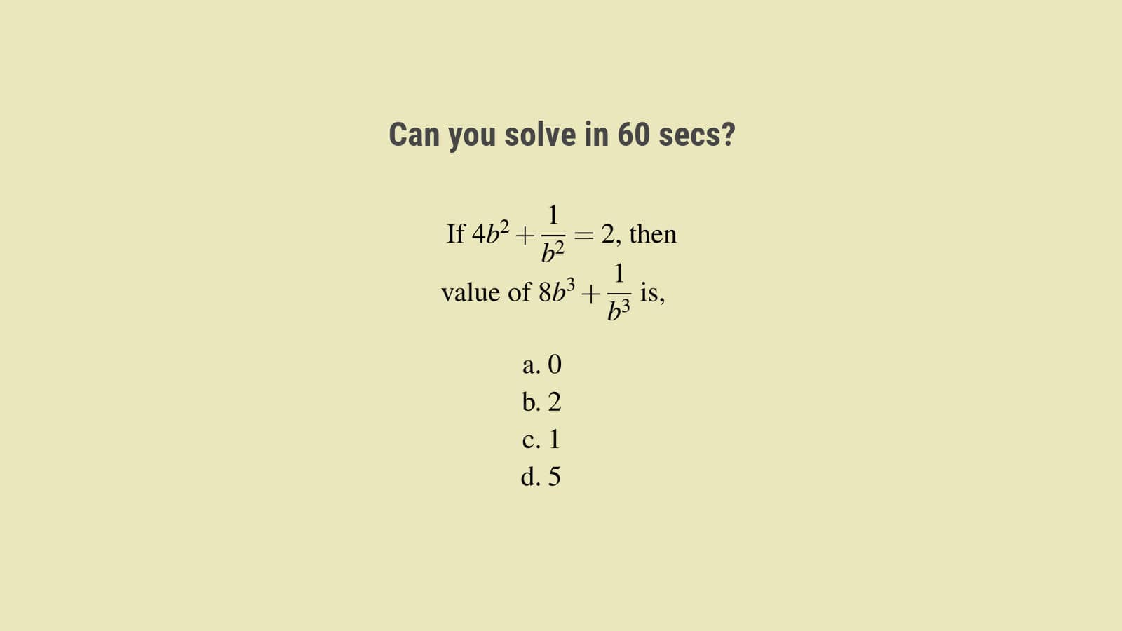Algebra questions and answers for competitive exams SSC CGL 1