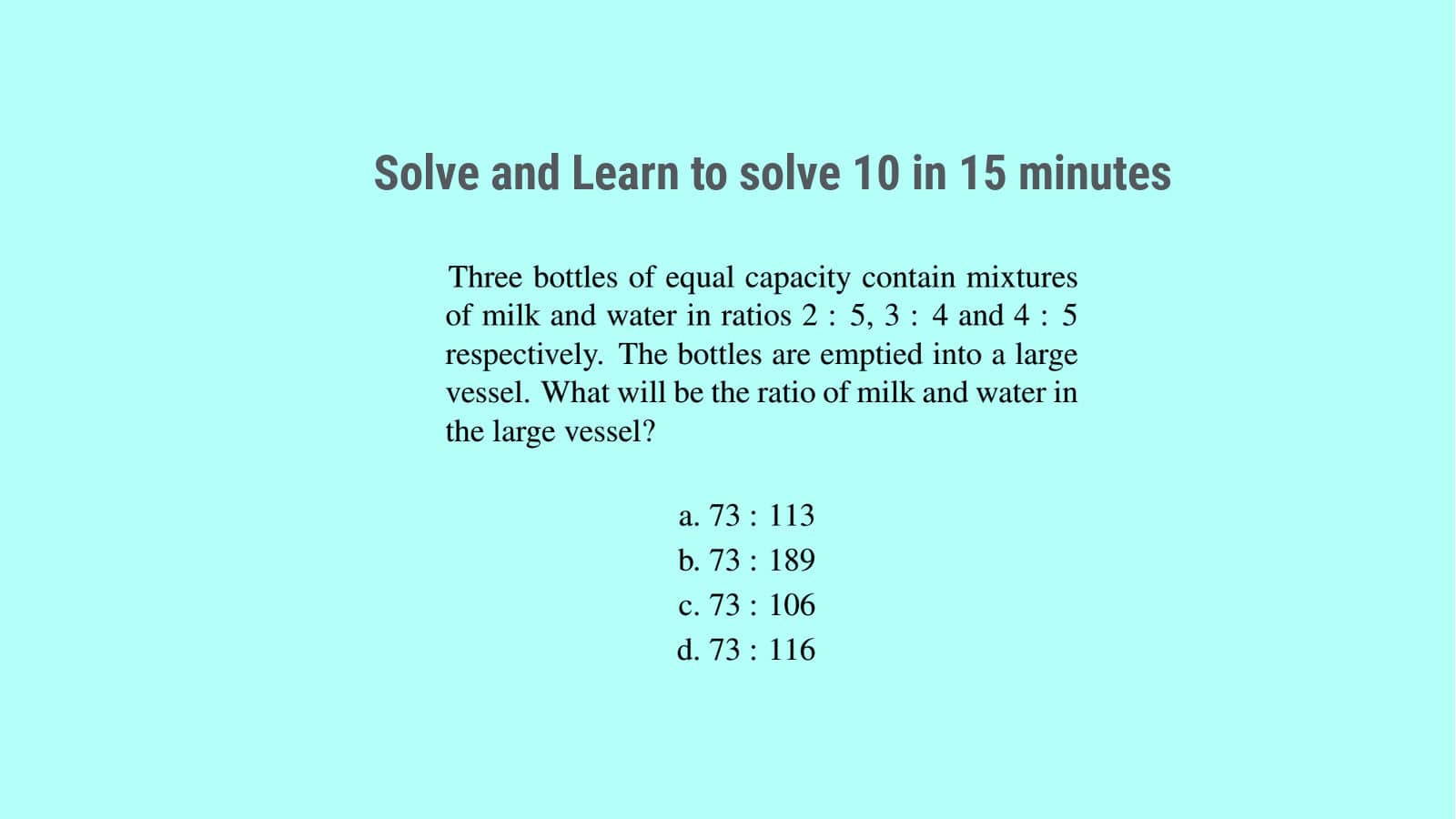 Milk sugar or wheat mixture problems with solutions set 85