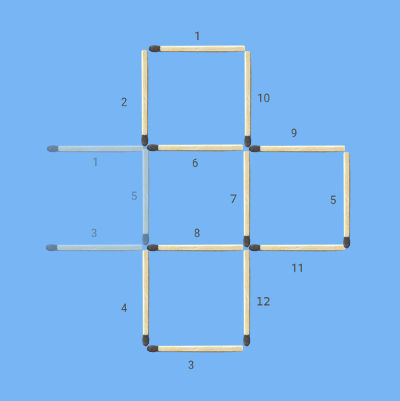 Move 3 matches to make 3 squares matchstick puzzle on Tic Tac Toe final solution