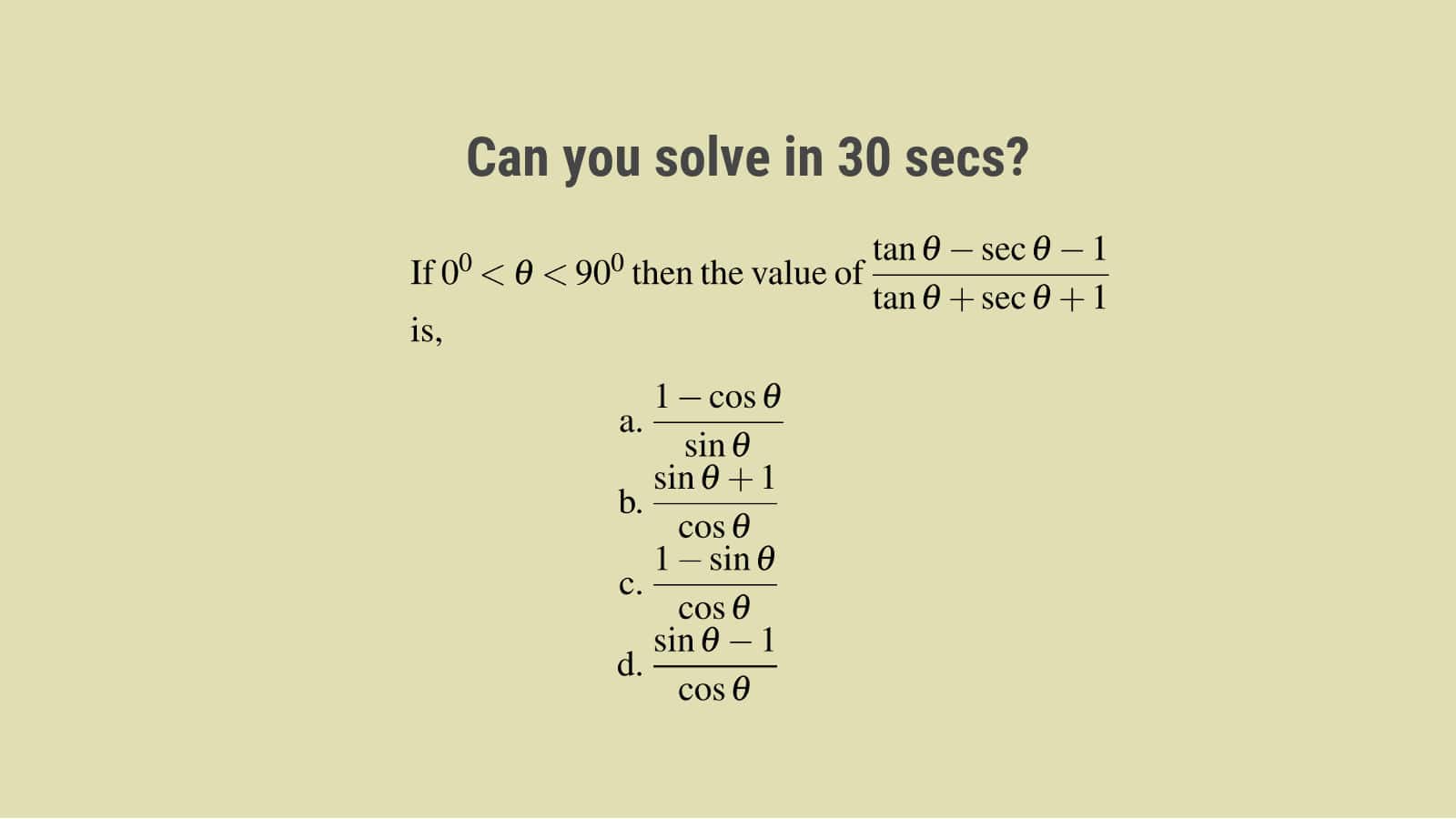 Trigonometry for SSC CGL Question Set 77