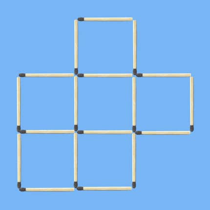 Move 2 sticks to make 5 squares matchstick puzzle figure